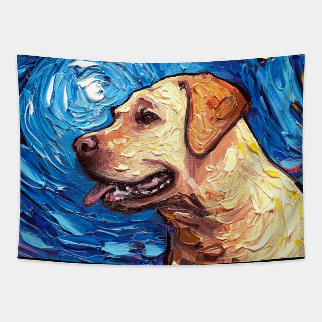 Yellow Labrador Night (portrait) Tapestry by sagittariusgallery