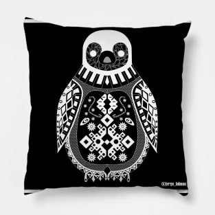 black kawaii penguin ecopop Pillow