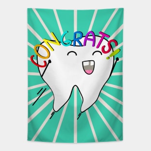 Congrats Illustration - for Dentists, Hygienists, Dental Assistants, Dental Students and anyone who loves teeth by Happimola Tapestry