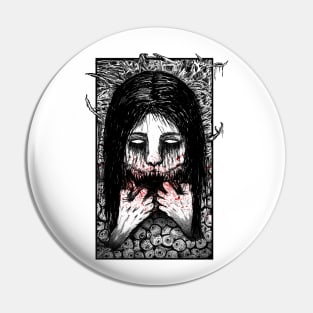 Horror Slit Mouthed (Black and White Version) Pin