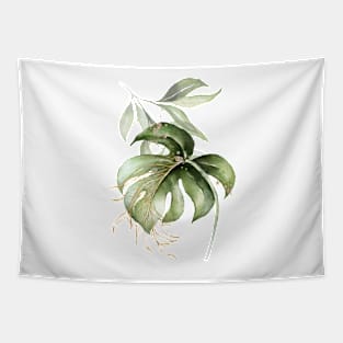 Monstera Watercolor Abstract Art Tapestry