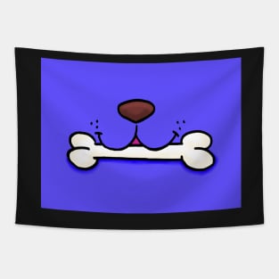 Dog Mouth With Bone Face Mask (Blue) Tapestry