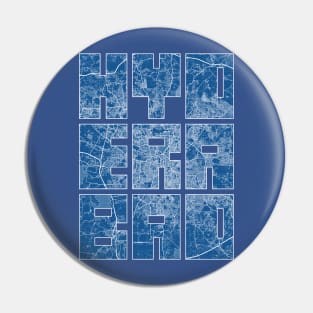 Hyderabad, India City Map Typography - Blueprint Pin