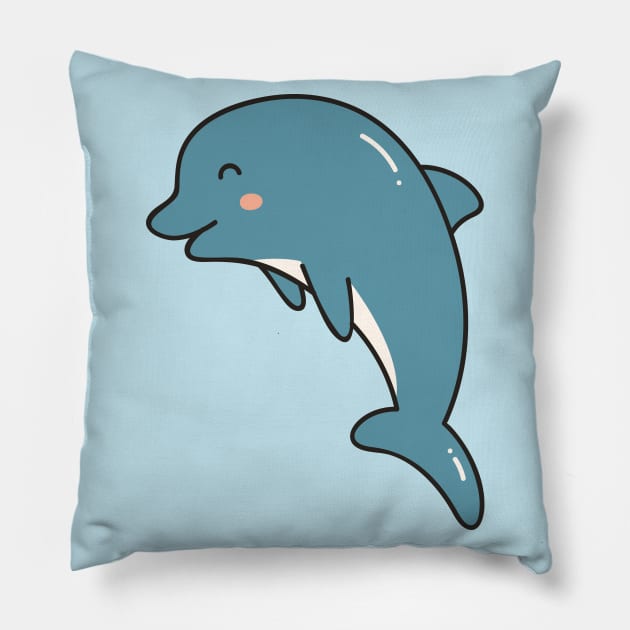 Cute Dolphin Doodle Pillow by SLAG_Creative