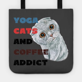 Yoga cats and coffee addict funny quote for yogi Tote