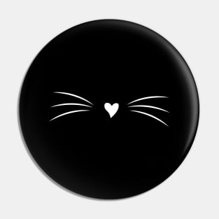 Cat Funny Face With Heart Design And Whiskers Pin