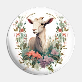 Floral Goat Pin