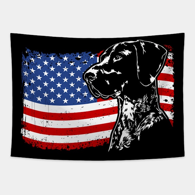 German Shorthaired Pointer Mom Dad American Flag patriotic dog Tapestry by wilsigns