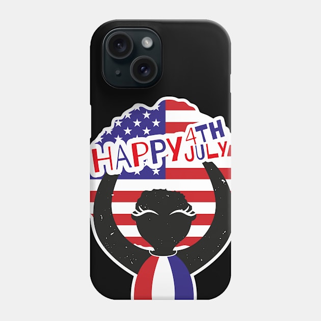 Happy 4th of July, Afro girl t-shirt Phone Case by Riczdodo