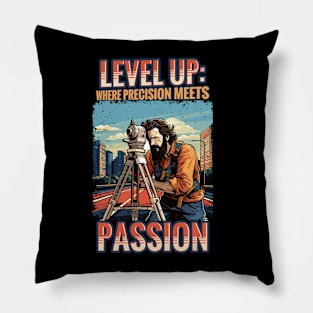 Vintage Land Surveyor at Work Pillow