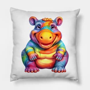 Rainbow Baby Hippo Pillow