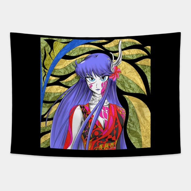 saori kido the goddess in mandala floral cloth Tapestry by jorge_lebeau