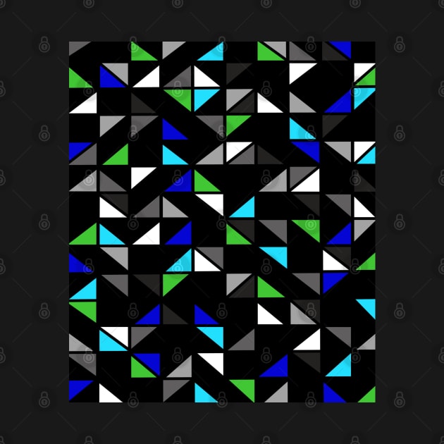 Geometric Black, Green and Blue Pattern by OneThreeSix