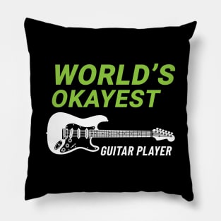 World's Okayest Guitar Player S-Style Electric Guitar Dark Theme Pillow