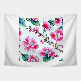 Famille rose chinoiserie style seamless pattern Tapestry