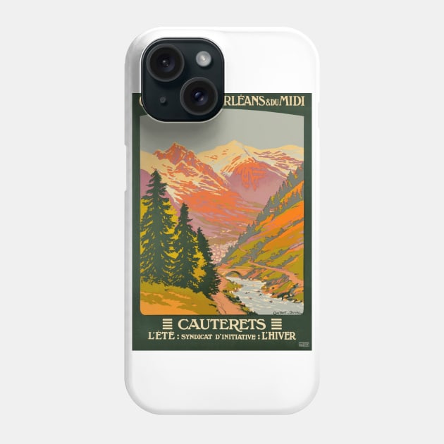 Cauterets France - Vintage French Travel Poster Design Phone Case by Naves