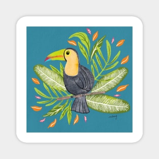 Toucan in Tropical Foliage in Teal | Summer | Island Paradise Magnet