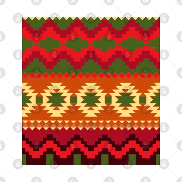 Red And Green Aztec Art Print Pattern Design by Pattern Plans