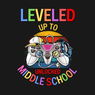 Leveled Up To Middle School Video Game Back To School 2023 T-Shirt