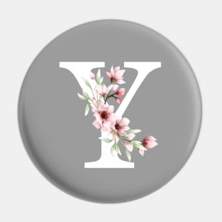 Letter Y Monogram With Cherry Blossoms Pin