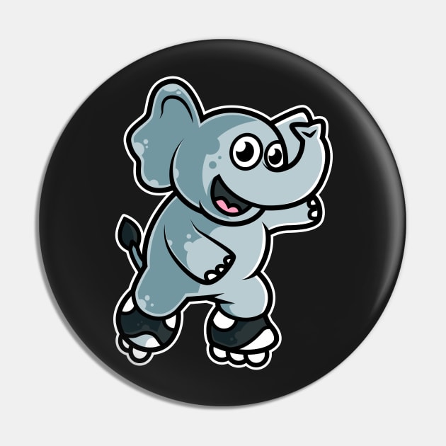 Elephant Retro Roller Skate graphic Pin by theodoros20