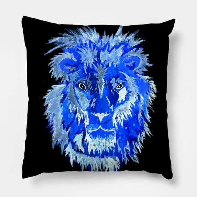 Blue Lion Spirit Pillow by ZeichenbloQ