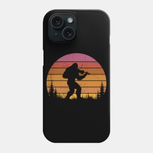 Bigfoot Sasquatch Playing the Violin Vintage Sunset Music Lover Phone Case