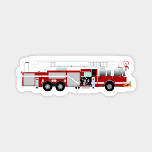 Red and White Fire Truck - Ladder Magnet