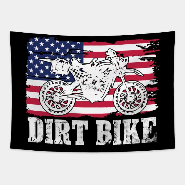 Motocross Bike Motorcycle Dirt Bike Pride Flag Tapestry by Little Treasures