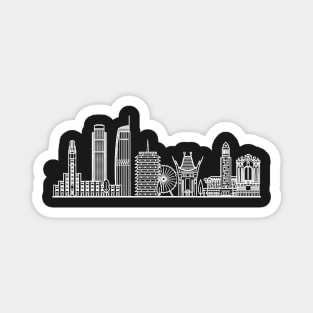 Los Angeles Skyline in white with details Magnet