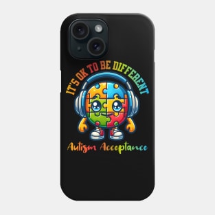 It's ok to be diffrent Autism Awareness Acceptance Headphones Teacher Kids Phone Case