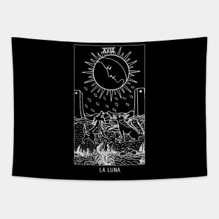 "La Luna" The Moon Tarot Card Black and White Tapestry