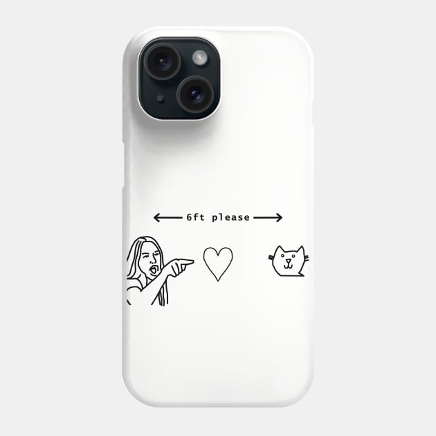 Woman Yelling at a Cat Social Distancing Memes Line Drawing Phone Case by ellenhenryart