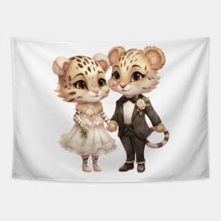 Cheetah Couple Gets Married Tapestry