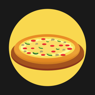 Pizza in Yellow Circle T-Shirt