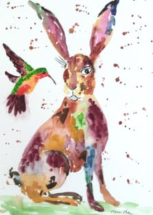 Hare and a Hummingbird Magnet
