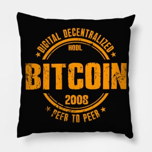 bitcoin - digital decentralized peer to peer Pillow