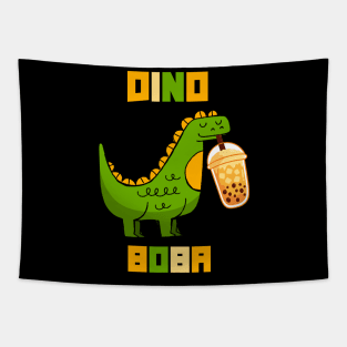 Cute Dino Drinking Boba Tea Milk Bubble Tapestry