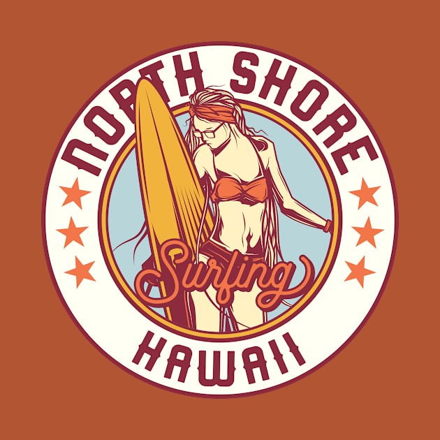 Vintage Surfing Badge for North Shore, Hawaii by SLAG_Creative