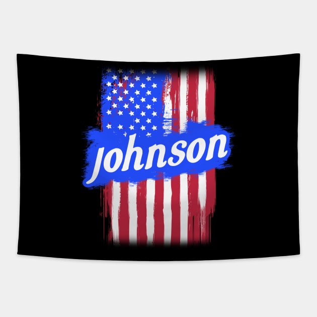 American Flag Johnson Family Gift T-shirt For Men Women, Surname Lastname Tapestry by darius2019