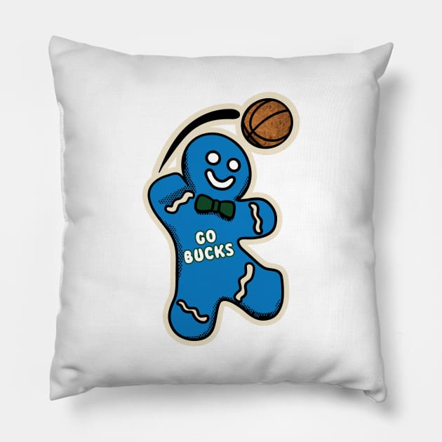 Milwaukee Bucks Gingerbread Man Pillow by Rad Love