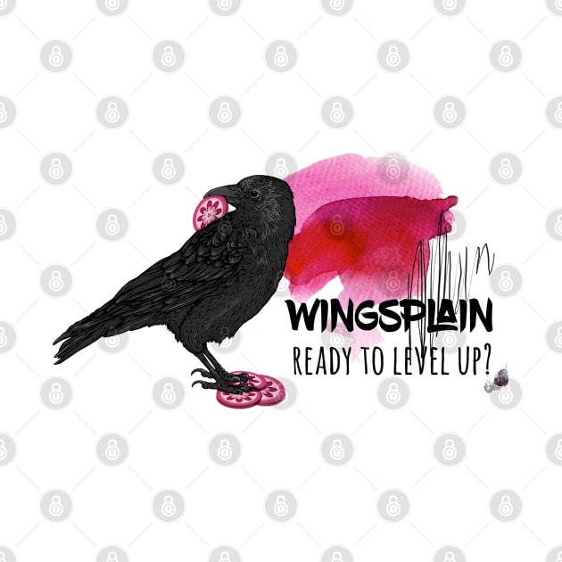 Wingsplain Raven Eating Nectar - Wingspan Board Game by Graphics Gurl