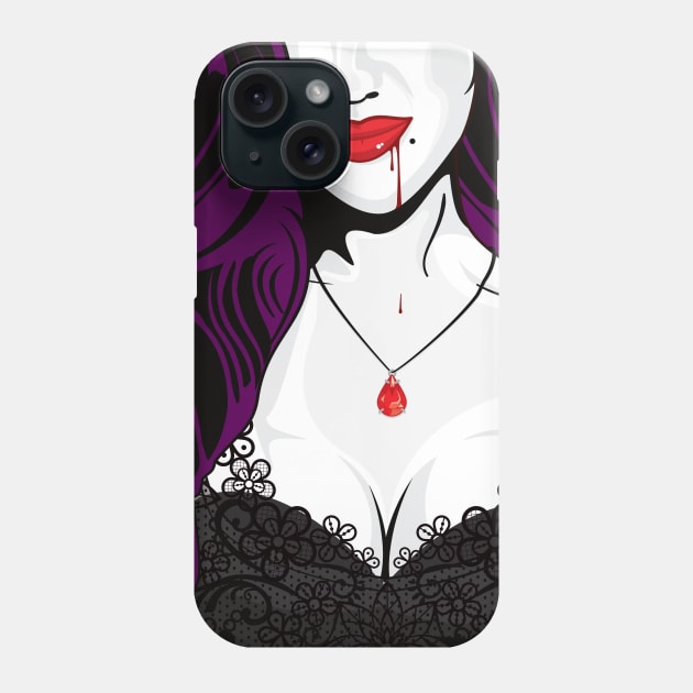 Halloween Vampire Pop Art Girl Phone Case by Hixon House