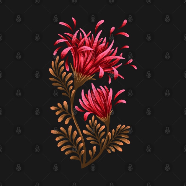 Daisies - Red / Olive / Black by andreaalice