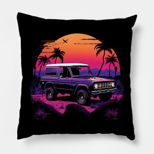 Ford Bronco Vintage Sunset Pillow