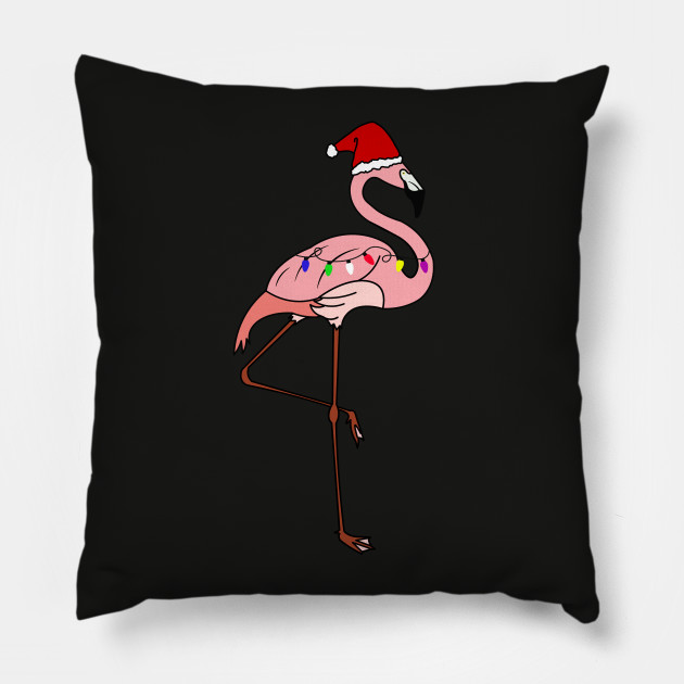 flamingo christmas pillow