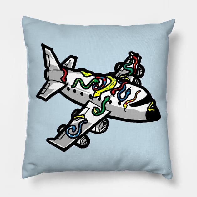 Snakes on a Plane Pillow by jonah block