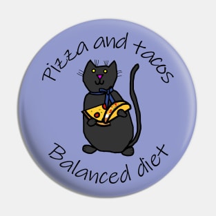 Balanced Diet for Animals Cat Pizza and Tacos Food Pin