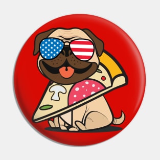 Pug Pizza USA Pin