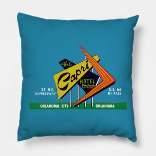 1950s The Capri Hotel on Route 66 Pillow